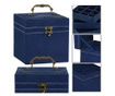 Кутия за бижута, велур, синя, 12x12x12 см, Springos