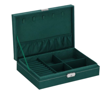 Кутия за бижута, велур, зелена, 28x19,5x7 см, Springos