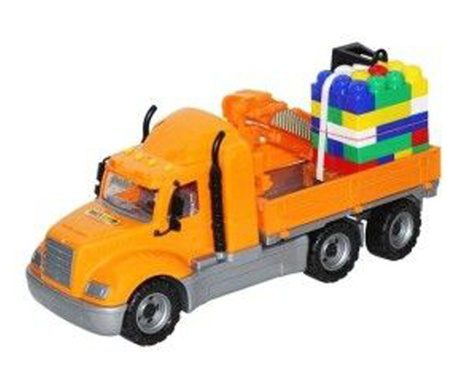 Играчка камион кран, съдържаща кубчета от палети, 53x19x26 см