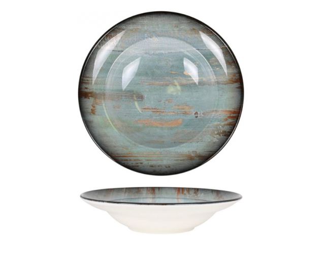 Премиум порцеланова дълбока чиния, Madera Mint, 24 см