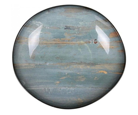 Farfurie adanca asimetrica din portelan premium, Madera Mint, 26x24 cm