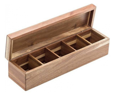 Cutie din lemn de acacia pentru ingrediente, 39x10.2x10 cm