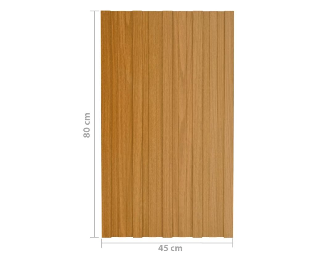 Krovni paneli 12 kom od pocinčanog čelika boja drva 80 x 45 cm - 8