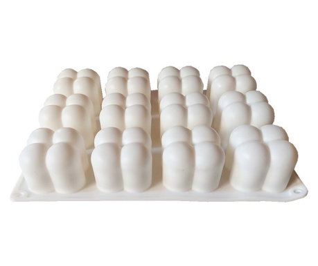 Forma silicon 12 cavitati, Piese lego, pentru prajituri turnate, Alb, 21 cm, 249COF