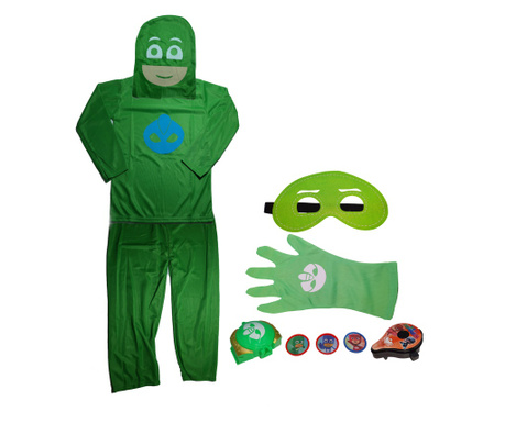 IdeallStore® Комплект костюми "Герои в пижама и аксесоари", Sopi Greg, размер S, 3-5 години, зелен