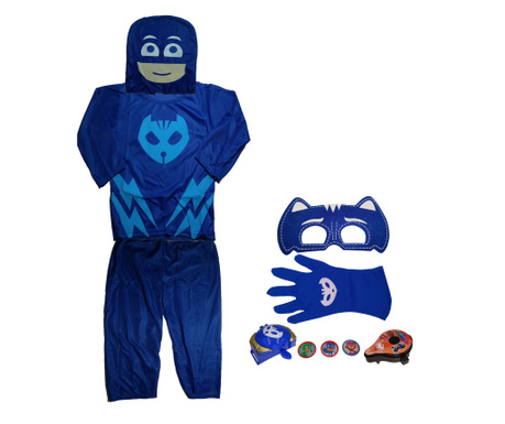 IdeallStore® Комплект костюми "Герои в пижама и аксесоари", коте Connor, размер M, 5-7 години, син