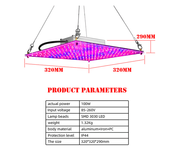 Lampa ultra slim pentru cresterea plantelor cu spectru complet  , LED-uri UV si IR pentru cresterea accelerata a plantelor,flori