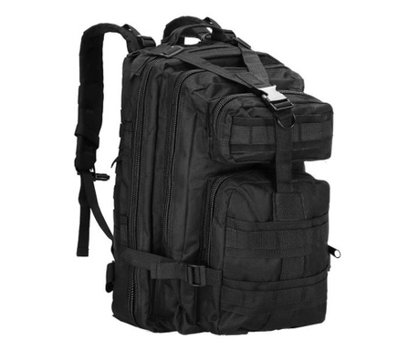 Тактическа чанта/раница, 4 отделения, модел Survival, камуфлаж, черна, 23x24x42 см, Springos
