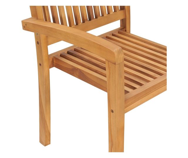 Градински столове, сиви карирани възглавници, 2 бр., Масивно тиково дърво