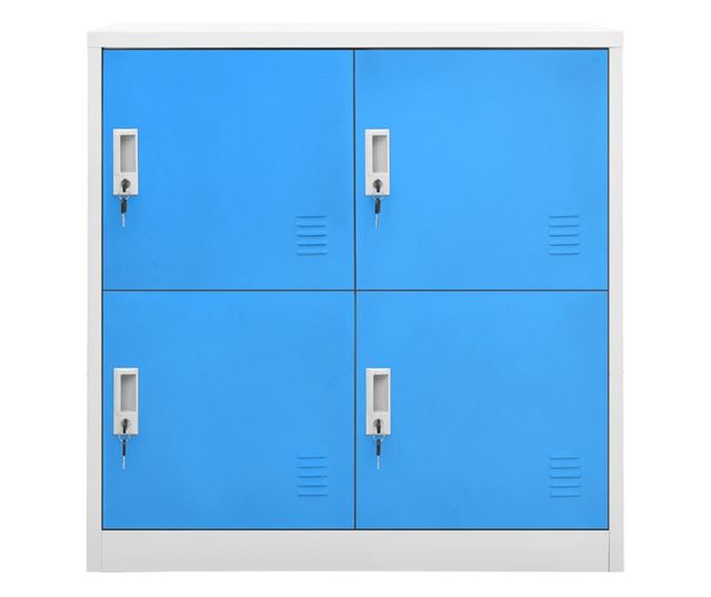 2 db világosszürke-kék acél zárható szekrény 90 x 45 x 92,5 cm
