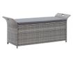 Poly Rattan klupa za pohranu s jastukom, siva, 138 cm thumbnail 1