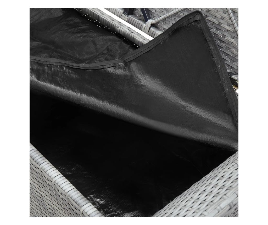 Poly Rattan klupa za pohranu s jastukom, siva, 138 cm - 9