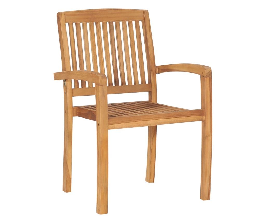 Градински столове с бежови възглавници, 2 бр., масивно тиково дърво - 5