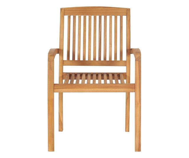 Градински столове с червен кариран десен, 2 бр., Масивно дърво тиково дърво