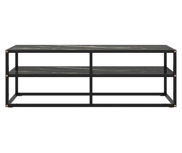 fekete TV-szekrény fekete márvány mintás üveggel 120x40x40 cm