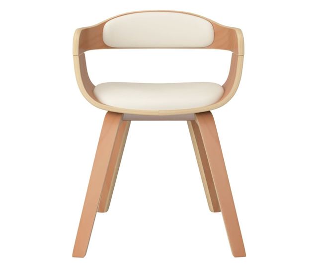 Stolica za kuhinju, krem, ekološka koža i savijeno drvo