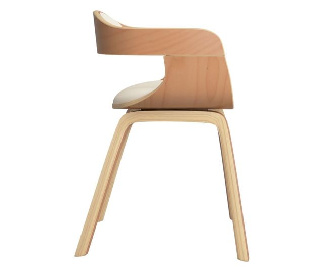 Stolica za kuhinju, krem, ekološka koža i savijeno drvo