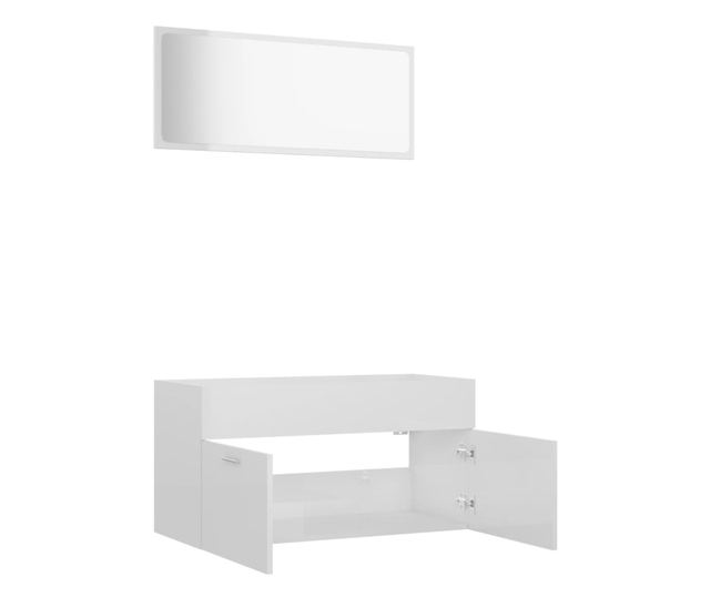 Set kupaonskog namještaja, 2 dijela, ekstra sjajna bijela, iverica