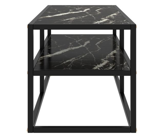 fekete TV-szekrény fekete márvány mintás üveggel 100x40x40 cm