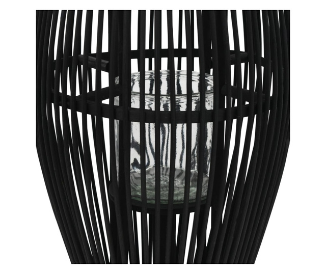 Viseći svijećnjak od bambusa crni 60 cm