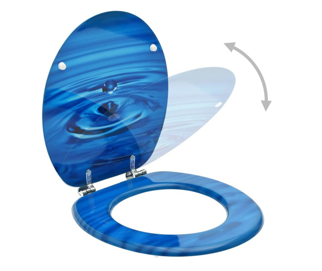 Deska za WC školjko MDF modra dizajn vodne kapljice