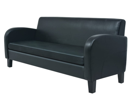 háromszemélyes fekete műbőr kanapé