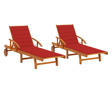 Ležaljke za sunčanje s jastucima 2 kom masivno bagremovo drvo