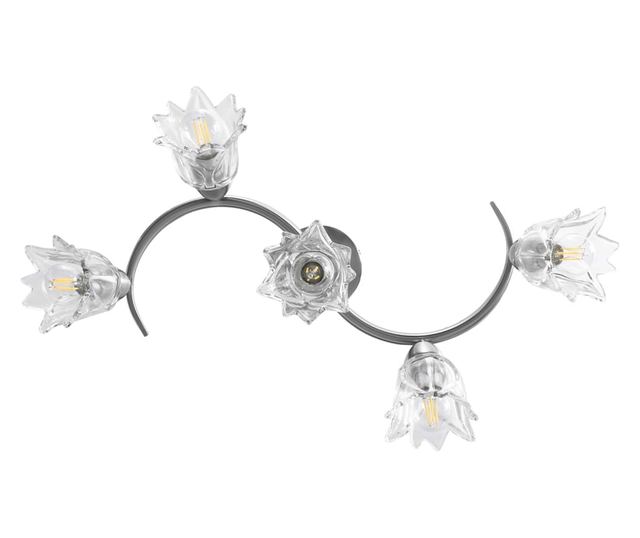 Полилей със стъклени абажури, за 5 крушки Е14, лале