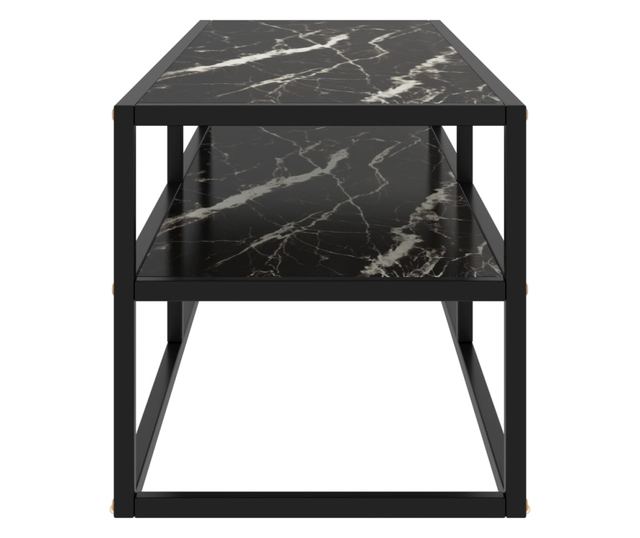 fekete TV-szekrény fekete márvány mintás üveggel 120x40x40 cm