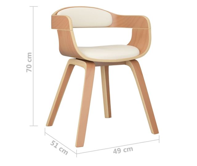 Stolica za kuhinju, krem, ekološka koža i savijeno drvo