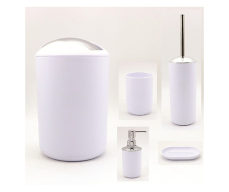 Комплект аксесоари за баня, тоалетно кошче за баня ICA 8328W - 5 Л, бял цвят