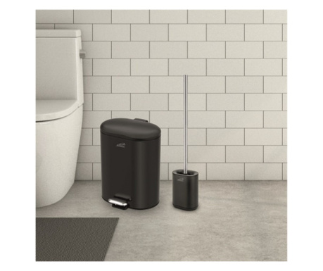 Комплект тоалетно кошче за баня ICA 8355B, 6 Л + четка за тоалетна чиния, черен мат