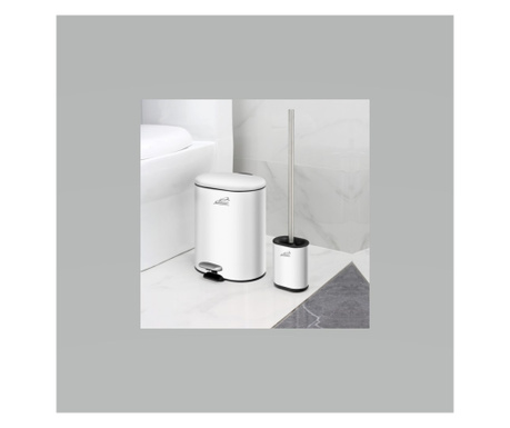Комплект тоалетно кошче за баня ICA 8355W, 6 Л + четка за тоалетна чиния, бял мат