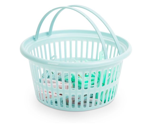 Set štipaljki za rublje s košaricom za pohranu - 24 kom