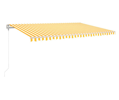 Автоматично прибиращ се сенник, 500x300 см, жълто и бяло