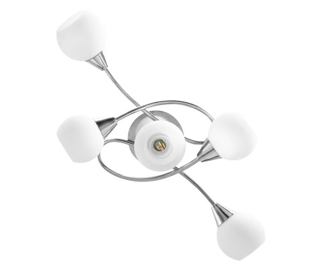 Полилей с керамични кръгли абажури, за 5 крушки Е14, бели