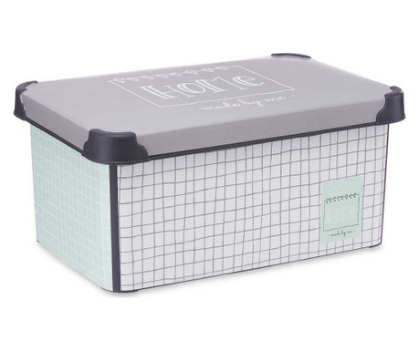 Кутия за Съхранение с Капак Home Сив Пластмаса (22,7 x 16,5 x 34,5 cm)