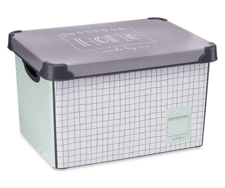 Кутия за Съхранение с Капак Home Сив Пластмаса (29 x 23,5 x 39 cm)