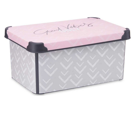 Кутия за Съхранение с Капак Vibes Розов Пластмаса (22,7 x 16,5 x 34,5 cm)