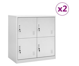 2 db világosszürke acél zárható szekrény 90 x 45 x 92,5 cm