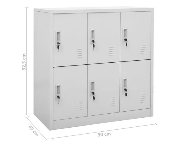 2 db világosszürke acél zárható szekrény 90 x 45 x 92,5 cm