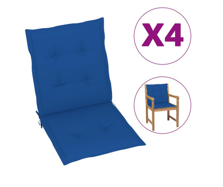 Възглавници за градински столове 4 бр кралско сини 100x50x4 см