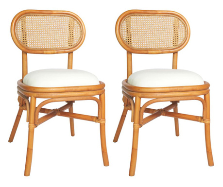 Трапезни столове, 2 бр, светлокафяви, лен