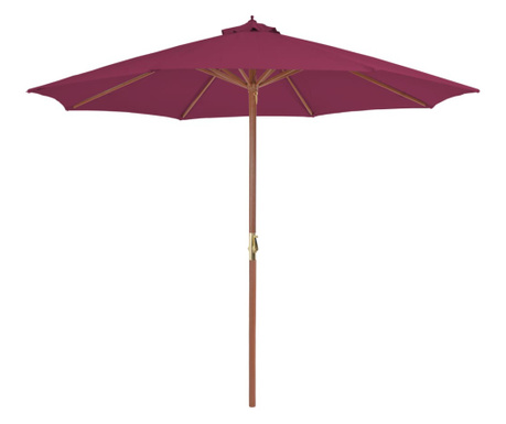 Umbrelă de soare exterior, stâlp din lemn, 300 cm, roșu bordo