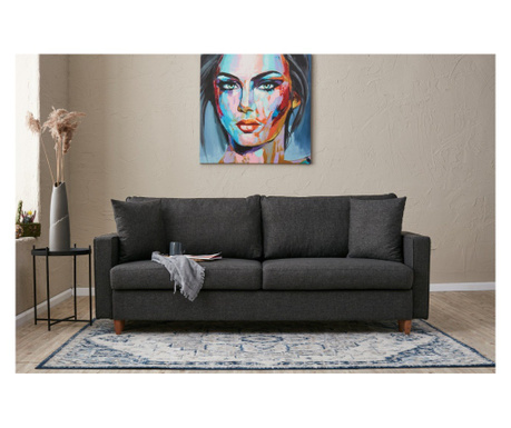 Canapea extensibila cu 3 locuri Balcab Home, gri antracit, 90x210x82 cm
