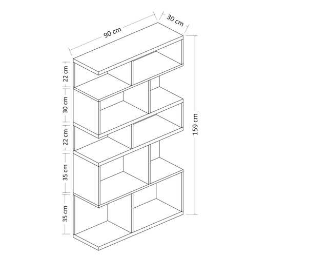 Лавица за книги  30x90x159 см