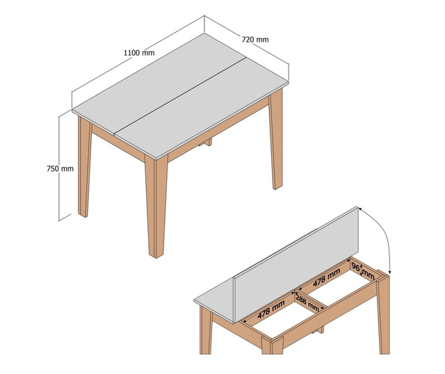 Kuhinjski stol  72x110x75 cm