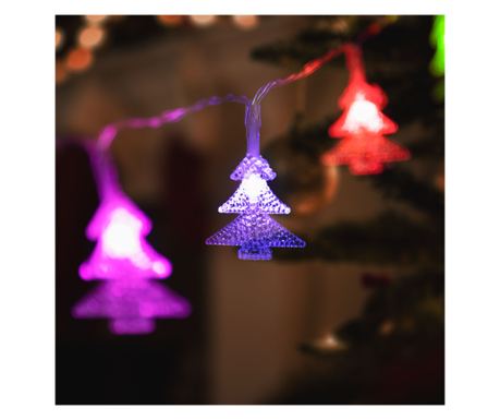 LED fényfüzér - színes fenyőfa - 20 LED - 2,3 méter - 3 x AA