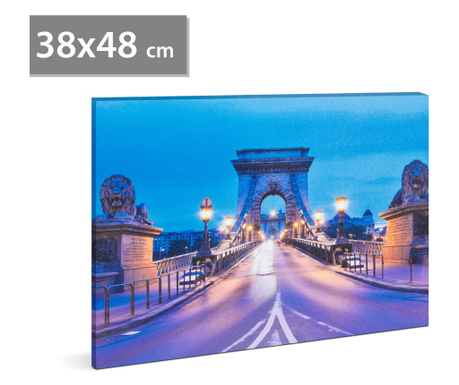 Tablou decorativ cu LED - "Podul cu lanturi" - 2 x AA, 38 x 48 cm