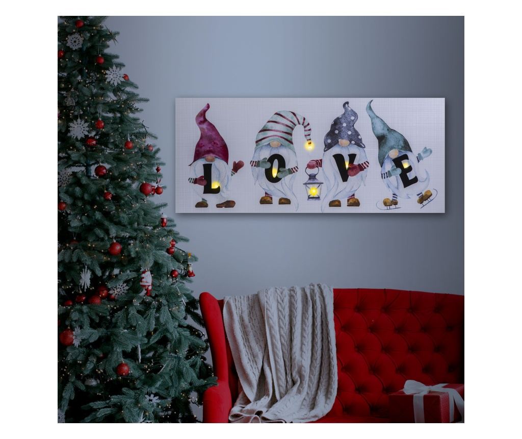 LED slika na platnu – LJUBEZEN – s kavljem, 2 AA bateriji – 30 x 70 cm (58477) - 2